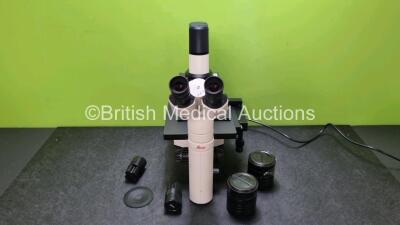 Leica DMIL LED Benchtop Microscope *Mfd - 2020* with 2 x HC Plan 10 x / 20 Lens (Powers Up) and 4 x Optics Including 1 x HI PLAN 4 x / 0.10, 1 x HI PLAN 1 40 x / 0.50, 1 x HI PLAN 1 10 x / 0.25, 1 x HI PLAN 1 20 x / 0.30 In Box with Accessories