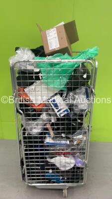 Cage of Orthopedic Items Including Boots, Helmets and Braces (Cage Not Included)