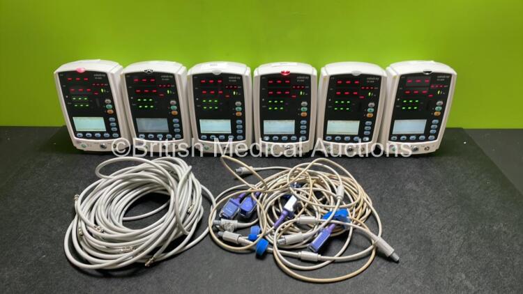 6 x Mindray VS-800 Vital Signs Monitors with 5 x SpO2 Leads and 5 x Hoses (All Power Up, 3 x Missing Light Casing - See Photos)