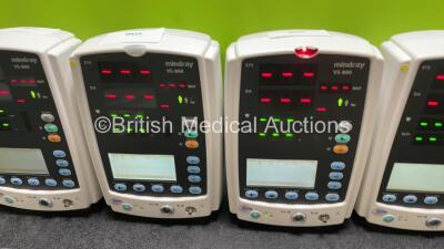 6 x Mindray VS-800 Vital Signs Monitors with 5 x SpO2 Leads and 5 x Hoses (All Power Up, 3 x Missing Light Casing - See Photos) - 4