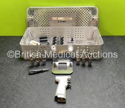 Job Lot Including 1 x deSoutter TraumaDrive TDZ-450 Handpiece with 6 x Attachments, 1 x Blade Wrench and 1 x Aseptic Battery Shield in Tray