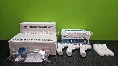 Mixed Lot Including 48 x Berrcom Non-Contact Infrared Thermometers (3 in Photo - 48 in Total), 3 x iHealth Infrared No-Touch Forehead Thermometers, 20 x Lucerne Plus Oversprc AS Lens Hardia+K and 1200 x Procurity Disposable Surgical Masks (50 in Photo - 1