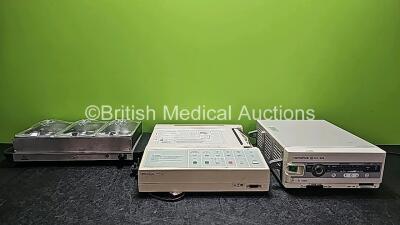 Mixed Lot Including 1 x HP Pagewriter 100 ECG Unit (Damaged Casing - See Photo), 1 x Olympus CLV-S30 Xenon Light Source (Powers Up) and 1 x Quest Buffet Server and Warming Plate 200W (Powers Up)