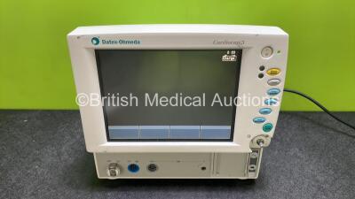 Datex Ohmeda Cardiocap 5 Patient Monitor Including ECG, SpO2, T1 and NIBP Options (Powers Up with Missing Dial - See Photos)