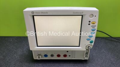 Datex Ohmeda Cardiocap 5 Patient Monitor with NIBP, ECG, SPO2, P1, P2, T1 and T2 Options (Powers Up with Missing Dial - See Photos)