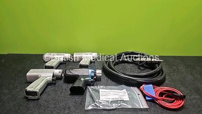 Job Lot Including 3 x Stryker System 5 4203 Rotary Handpieces, 1 x Synthes Battery Reamer/Drill II 530.705 00584 and 1 x Desoutter Pneumatic Supply Hose/ Adaptor with 2 x Electrosurgical Leads