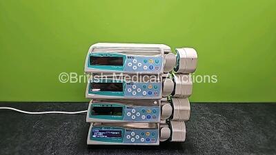 4 x B Braun NICU Perfusor Space Syringe Pumps (All Power Up with Stock Power Supply - Stock Power Supply Not Included, All Faulty Screens - See Photos)