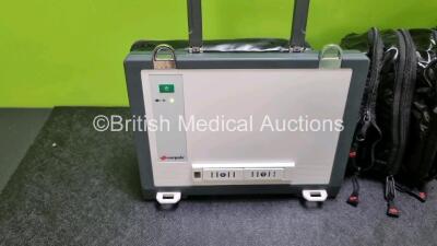 GS Corpuls3 Slim Defibrillator Ref : 04301 (Powers Up) with Corpuls Patient Box Ref : 04200 (Powers Up) with Pacer, Oximetry, ECG-D, ECG-M, CO2, CPR, NIBP and Printer Options, 4 and 6 Lead ECG Leads, SPO2 Finger Sensor, Hose, Paddle Lead, CO2 Cable, 3 x B - 9