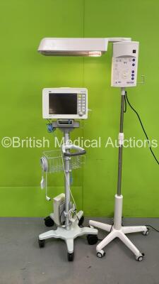 1 x Fisher and Paykel Therapy Lamp on Stand (Powers Up with Good Bulb) and 1 x Drager Infinity Delta Patient Monitor on Stand (Powers Up) *S/N 120727000873* - 2