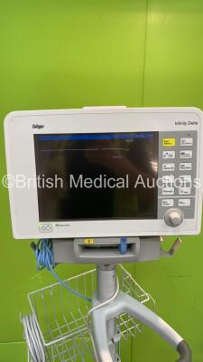 1 x Fisher and Paykel Therapy Lamp on Stand (Powers Up with Good Bulb) and 1 x Drager Infinity Delta Patient Monitor on Stand (Powers Up) *S/N 120727000873* - 3