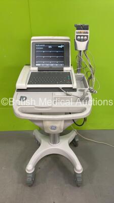 GE MAC 5000 ECG Machine on Stand with 10 Lead ECG Leads (Powers Up) *S/N AAY04514737PA*