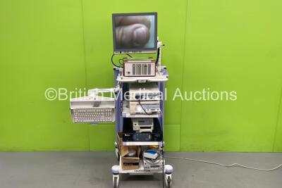 Olympus Stack Trolley with Olympus OEV191H Monitor, Richard Wolf 2232 Laparo CO2 Pneu Insufflator, Olympus OES OTV-SP1 Digital Processor, Olympus OTV-SP1H-NA-12E Camera Head, Olympus Visera CLV-S40 Light Source, Sony UP-21MD Colour Video Printer, ArthroCa