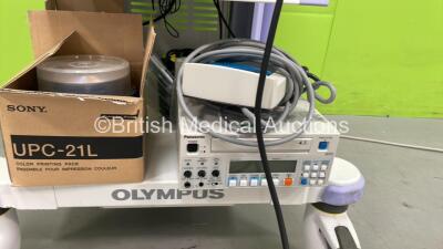 Olympus Stack Trolley with Olympus OEV191H Monitor, Richard Wolf 2232 Laparo CO2 Pneu Insufflator, Olympus OES OTV-SP1 Digital Processor, Olympus OTV-SP1H-NA-12E Camera Head, Olympus Visera CLV-S40 Light Source, Sony UP-21MD Colour Video Printer, ArthroCa - 9