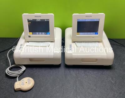 2 x Philips Avalon FM30 Fetal Monitors (Both Power Up) with 1 x US Transducer *Mfd 2021* (Missing Casing - See Photos)