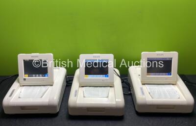 3 x Philips Avalon FM30 Fetal Monitors (All Power Up, 1 x Damage to Casing - See Photos)