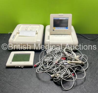 Job Lot Including 2 x Philips Avalon FM30 Fetal Monitors (1 x Powers Up, 1 x Spares and Repairs) 9 x Philips Event Markers and 4 x Philips Ref M2731-60001 Adaptors