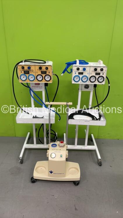 2 x Anetic Aid APT MK3 Tourniquets on Stands with Hoses and 1 x Therapy Equipment Ltd Suction Pump (Powers Up)