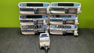 Job Lot Including 1 x Carefusion Alaris GH Syringe Pump, 2 x Carefusion Alaris Guardrails Plus GH Syringe Pumps, 1 x Carefusion Alaris Guardrails Plus CC Syringe Pump, 1 x BD Alaris Guardrails Plus GH Syringe Pump, 1 x Carefusion Alaris Plus GH Syringe Pu