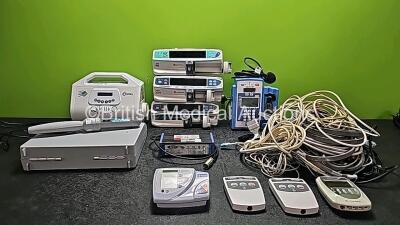 Mixed Lot Including 1 x Talley Qu4ttro acute Mattress Pump, 1 x CareFusion Alaris PK Syringe Pump (Spares and Repairs), 1 x CareFusion Alaris GH Syringe Pump(Missing Battery - See Photo), 1 x CareFusion Alaris GH Plus Syringe Pump( Missing Battery - See P