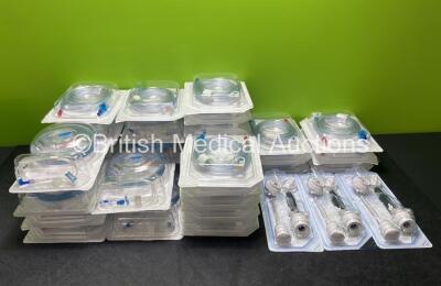 Mixed Lot Including 10 x Autofuser Disposable Silicone Balloon Infusers Ref AA4005 (All in Date), 23 x FMS Fluid Management Systems Ref 281142 (All Expired) and 3 x Covidien Versaport Plus Auto Sutures Ref 179078PF (All in Date)