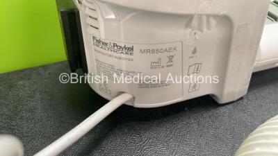 Mixed Lot Including 1 x Fisher & Paykel Healthcare MR850AEK Respiratory Humidifier Unit (Powers Up) 1 x Edwards Lifesciences EV1000DB Databox, 1 x Bair Hugger Breathing Tube, 1 x Unknown Controller (Damaged Buttons-See Photo) 5 x TENs Machine Connection C - 3