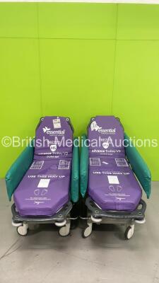 2 x Anetic Aid QA3 Hydraulic Patient Trolleys with Mattress (Hydraulics Tested Working) ***STOCK PHOTO USED***