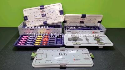 2 x DePuy LCS Mobile Bearing Knee Systems in Trays (Incomplete) and 1 x Depuy New Jersey Total Knee System