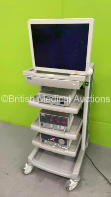 Storz Stack Trolley with Advan Monitor, Storz 222000 20 SCB Image 1 Camera Control Unit, Storz 264305 20 SCB electronic endoflator and Storz 201330 20 Xenon 300 Light Source (Powers Up - Clicking Noise from Light Source) - 6