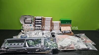 Job Lot of Various Patient Monitoring Cables, Replacement Covers, Welch Allyn Power Supplies, 1 x LCM Display & Valve Board for Mk1.5 Vadoplex and UDU Mini Snap Cable Clips