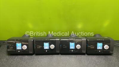 4 x ResMed AirSense 10 Autoset CPAP Units with 4 x Power Supplies (All Power Up, 2 x Missing Humidifier Chambers)