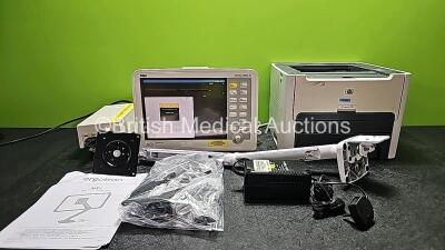 Mixed Lot Including 1 x Ergotron MXV Desk Mount Monitor Arm, 1 x Drager Infinity Delta XL Patient Monitor with HemoMed 1, Aux/Hemo 2, Aux/Hemo 3, NBP, MultiMed and Masimo Set Spo2 Options and 1 x Drager Power Supply (Powers Up, Damaged Casing - See Photo)