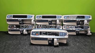 7 x CareFusion Alaris Plus GH Syringe Pumps (All Power Up, 1 x Damaged and Cracked Casing - See Photos)