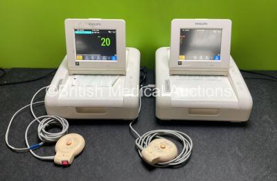 2 x Philips Avalon FM30 Fetal Monitors (Both Power Up) with 1 x TOCO+ Transducer *Mfd 2021* and 1 x US Transducer *Mfd 2021*