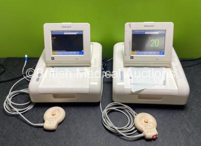 2 x Philips Avalon FM30 Fetal Monitors (Both Power Up) with 1 x TOCO+ Transducer *Mfd 2017* and 1 x US Transducer *Mfd 2020*