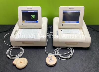 2 x Philips Avalon FM30 Fetal Monitors (Both Power Up) with 1 x TOCO+ Transducer *Mfd 2018* and 1 x US Transducer *Mfd 2022*