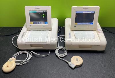 2 x Philips Avalon FM30 Fetal Monitors (Both Power Up) with 1 x TOCO+ Transducer *Mfd 2018* and 1 x US Transducer *Mfd 2022*