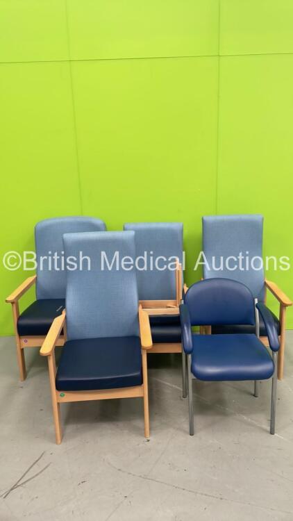 4 x Teal Patient Chairs and 1 x Waiting Room Chair *S/N NA*