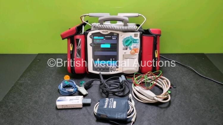 Philips Heartstart MRx Defibrillator with External Hard Paddles (Powers Up) Including Pacer, ECG, SpO2, NIBP, and Printer Options with Philips M3539A Module, Philips M3538A Battery, Philips M3725A Test Load, SpO2 Finger Sensor, Paddle Lead, 5 Lead ECG Le