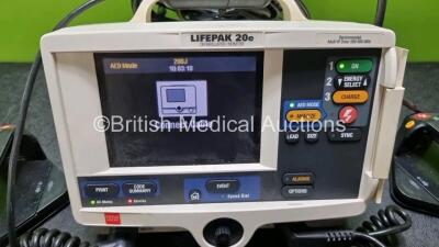 Physio Control Medtronic Lifepak 20e Defibrillator / Monitor Including ECG and Printer Options (Powers Up with Service Light) with 1 x APex / Sternum External Hard Paddles, Paddle Lead and 2 x 3 Lead ECG Lead - 2