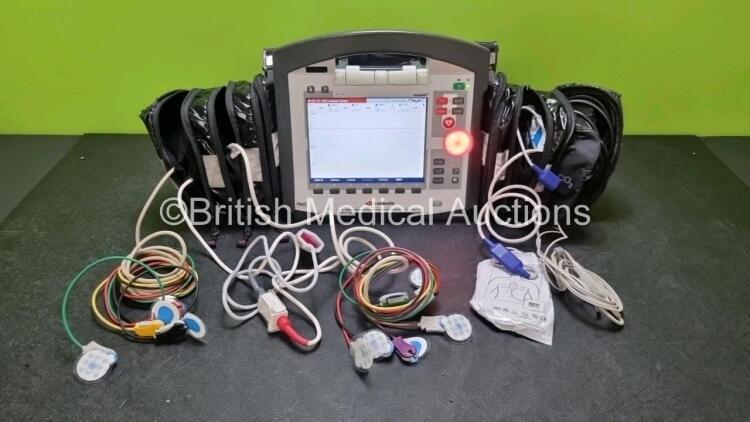 GS Corpuls3 Slim Defibrillator Ref : 04301 (Powers Up) with Corpuls Patient Box Ref : 04200 (Powers Up) with Pacer, Oximetry, ECG-D, ECG-M, CO2, CPR, NIBP and Printer Options, 4 and 6 Lead ECG Leads, SPO2 Finger Sensor, Hose, Paddle Lead, CO2 Cable, 3 x B