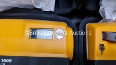 2 x Medtronic Physio Control Lifepak 1000 Defibrillators *Mfd - 2018* (Both Power Up, 1 x with Slight Crack In Casing - See Photo) with 2 x 3 Lead ECG Leads and 2 x Batteries *Install Before 2023 / 2024* - 3