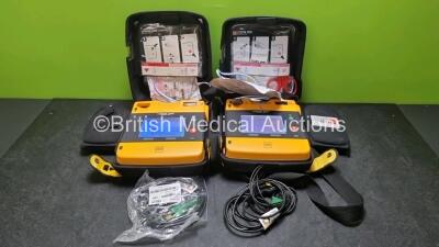 2 x Medtronic Physio Control Lifepak 1000 Defibrillators *Mfd 2016 / 2018* (Both Power Up) with 2 x 3 Lead ECG Leads and 2 x Batteries *Install Before 2023 / 2024*