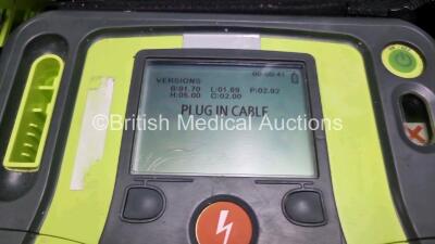 2 x Zoll AED PRO Defibrillators (Both Power Up) with 2 x 3 Lead ECG Lead and 2 x In Date Electrode Packs - 3