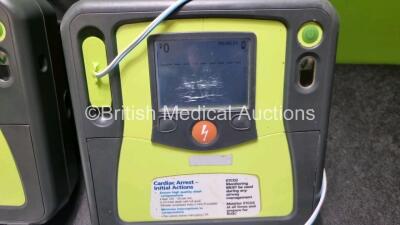 2 x Zoll AED PRO Defibrillators (Both Power Up, 1 x Damaged Screen - See Photo) with 2 x 3 Lead ECG Lead and 4 x In Date Electrode Packs - 3