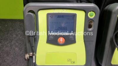 2 x Zoll AED PRO Defibrillators (Both Power Up) with 2 x 3 Lead ECG Lead and 2 x In Date Electrode Packs - 2