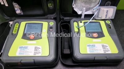 2 x Zoll AED PRO Defibrillators (Both Power Up) with 2 x 3 Lead ECG Lead and 1 x In Date Electrode Pack - 3