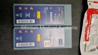 2 x Philips Heartstart FR2+ Defibrillators (Both Power Up) with 2 x Philips M3863A Batteries and 2 x Electrode Packs - 5