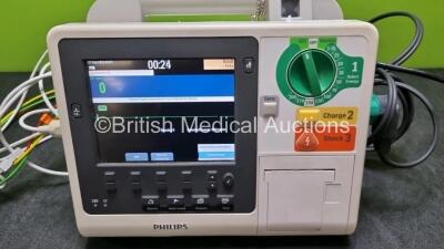 Philips Heartstart XL+ Defibrillator (Powers Up) Including ECG and Printer Options with 1 x Paddle Lead, 1 x 3 Lead ECG Lead and 1 x Battery *SN US31304564* - 2