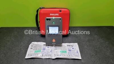 Philips FR3 Defibrillator (Powers Up) with 2 x BatterY (Install Before - 2028) with 2 x In Date Electrode Packs In Carry Case *SN C18G01508*