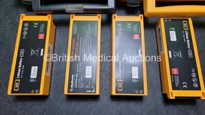 2 x Medtronic Physio Control Lifepak 500 Automated External Defibrillators (Both Power Up) with 6 x Batteries (4 x Untested) in 1 x Carry Case - 5